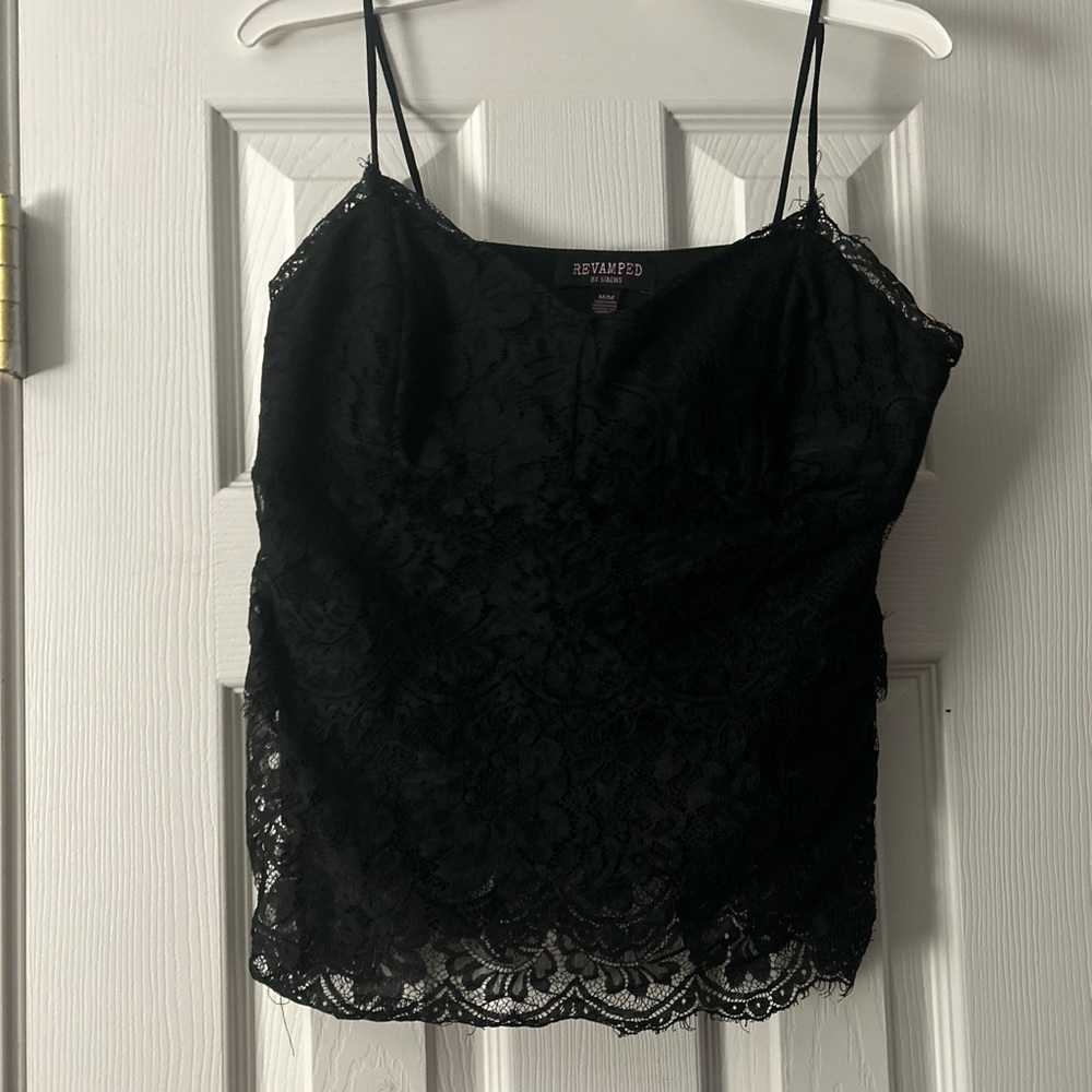 Revamped Black Lace Women's Tank Top